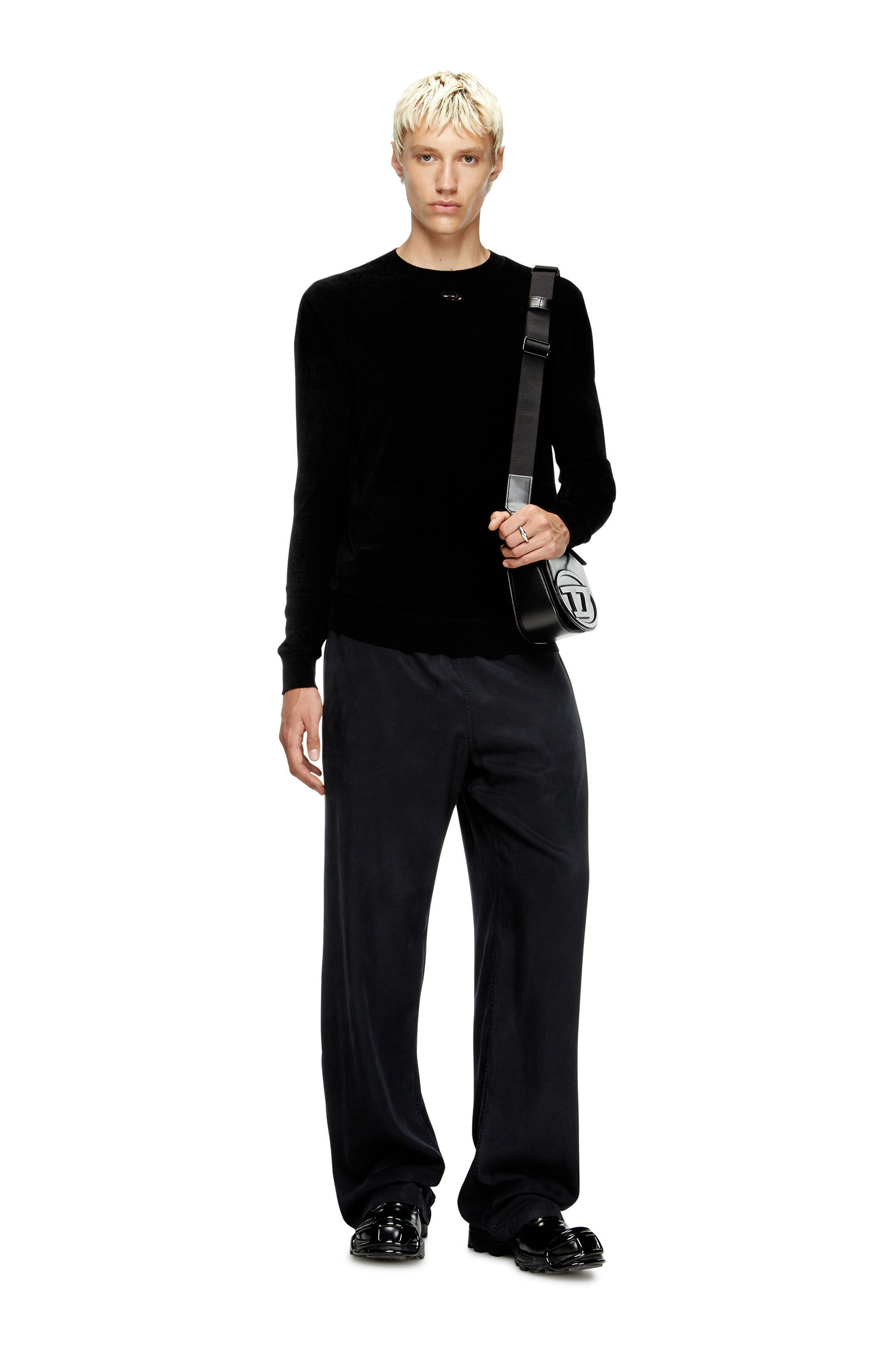 Diesel - K-CEVRO, Man's Chenille jumper with cut-out logo in null - 1