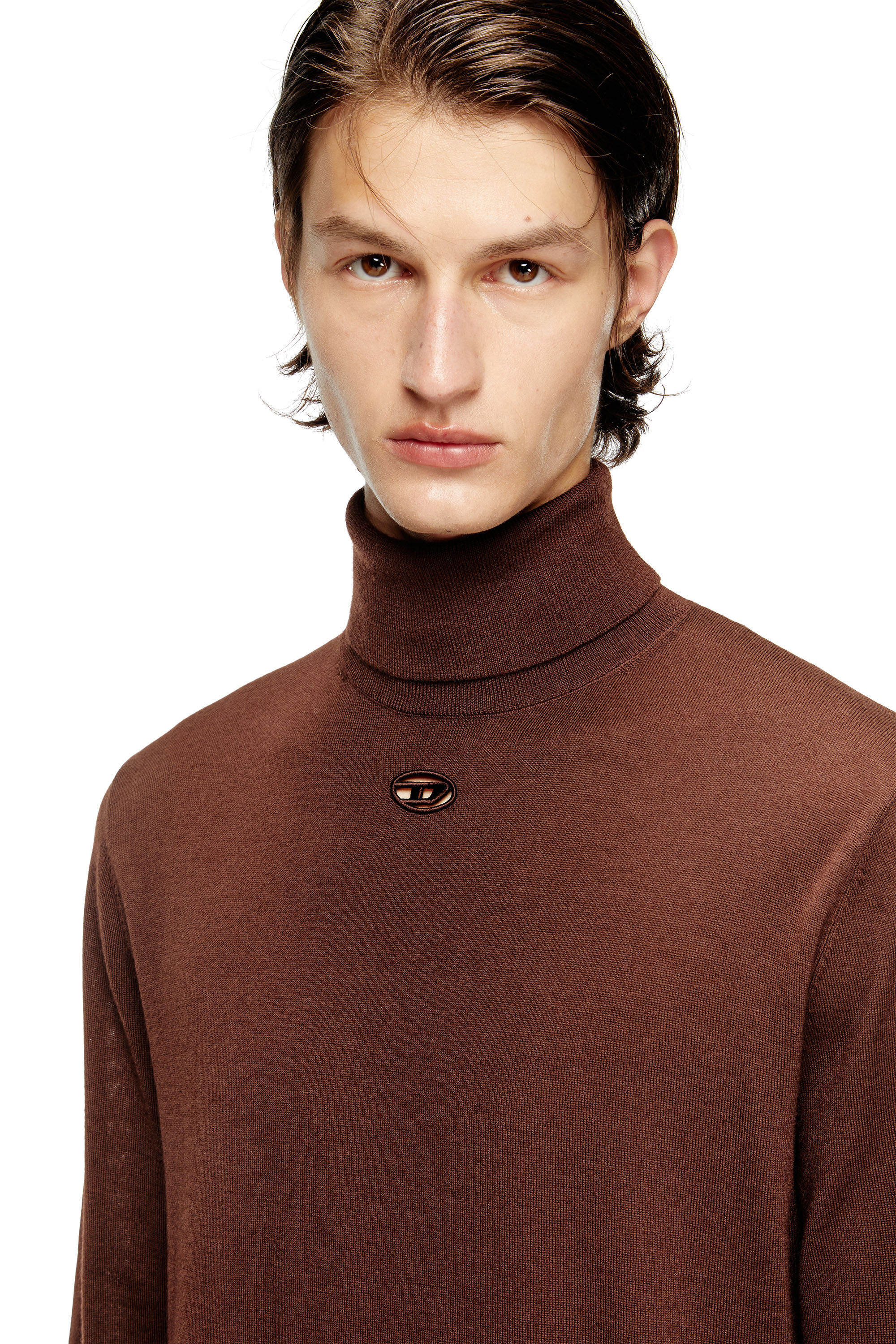 Diesel - K-VARTA, Man's Wool turtleneck jumper with cut-out logo in null - 5