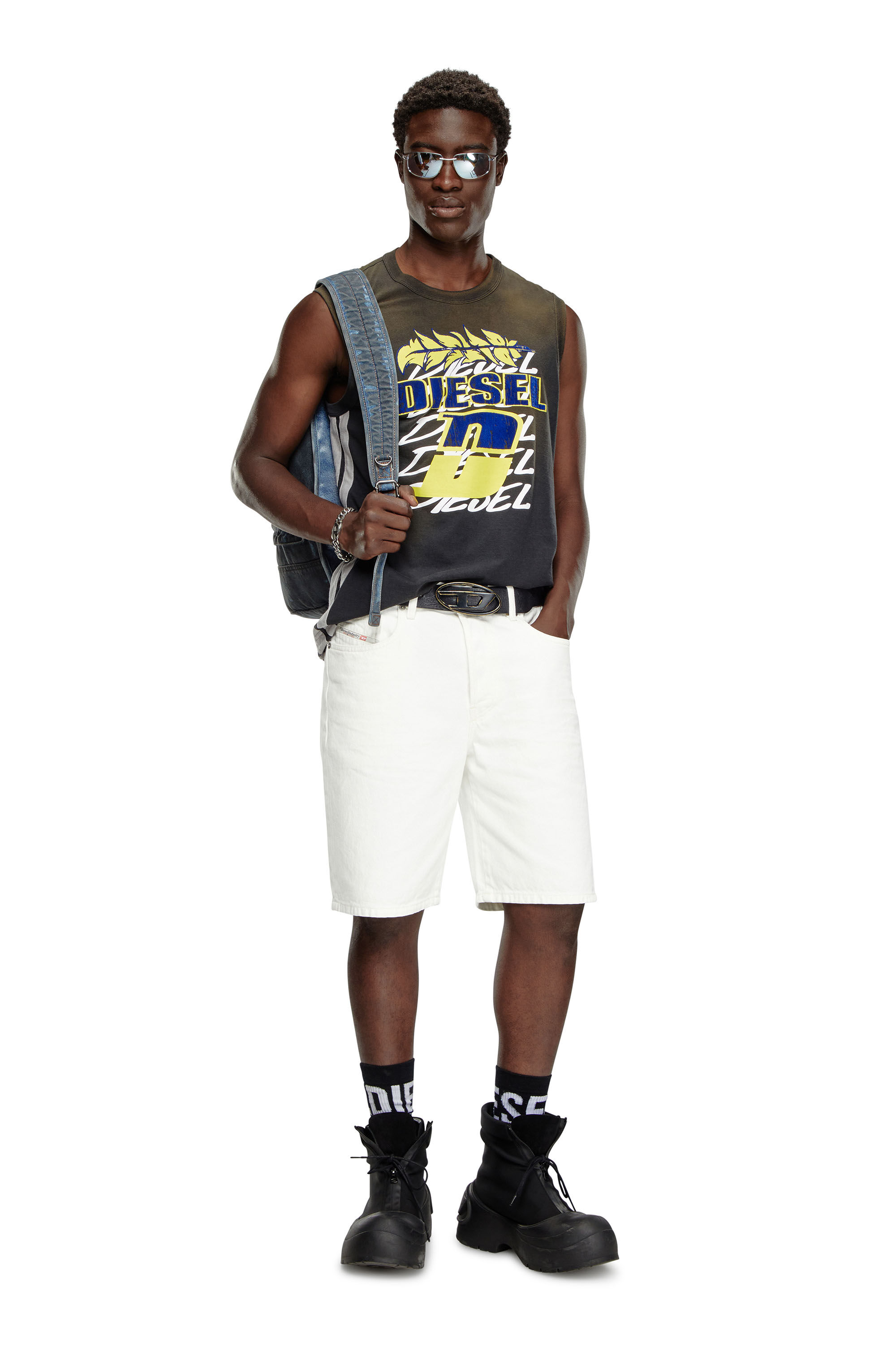 Diesel - REGULAR-SHORT, Man's Denim shorts in White - 4