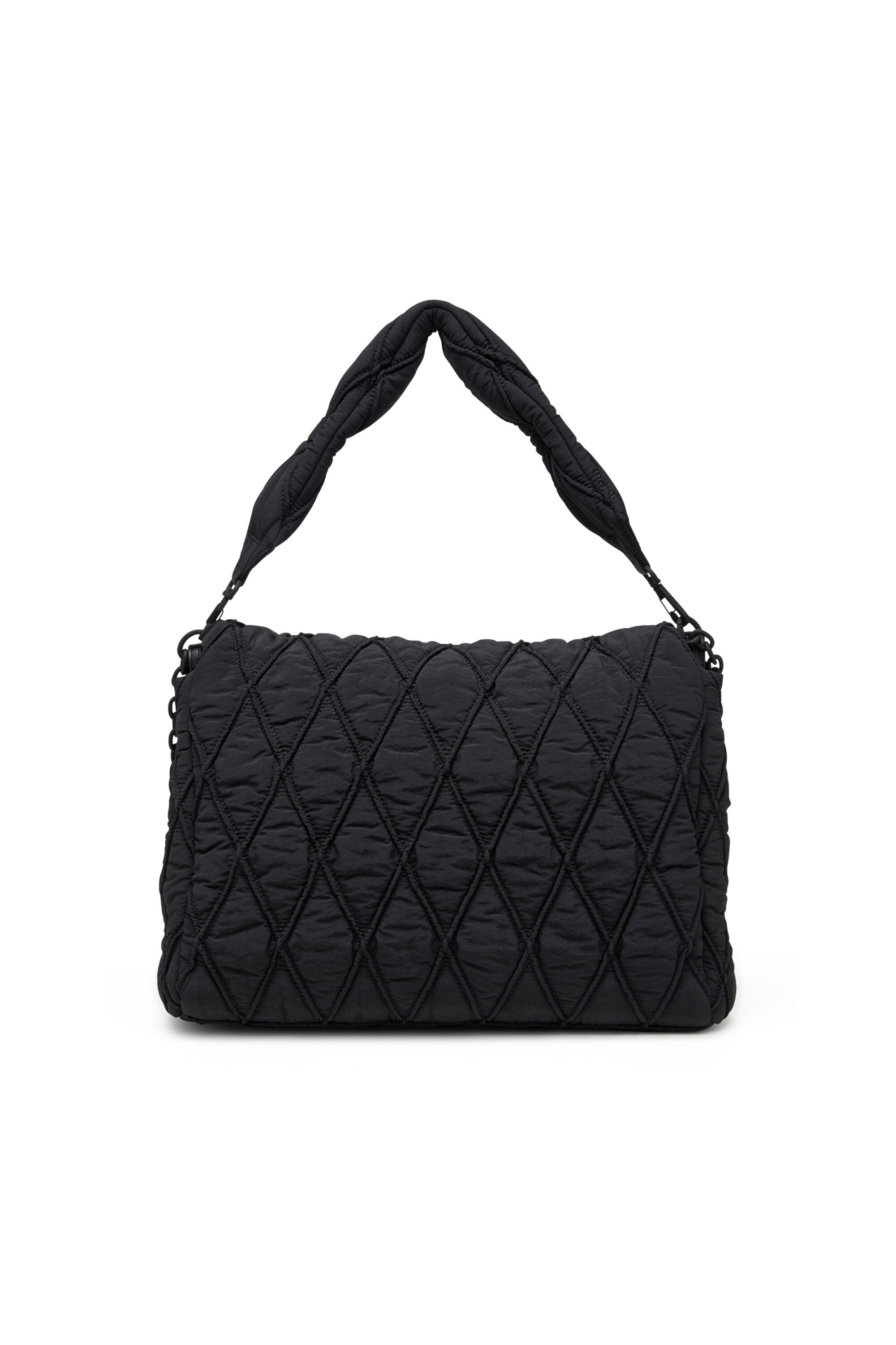 Diesel - CHARM-D SHOULDER L, Woman's Charm-D L-Shoulder bag in quilted washed nylon in Black - 3