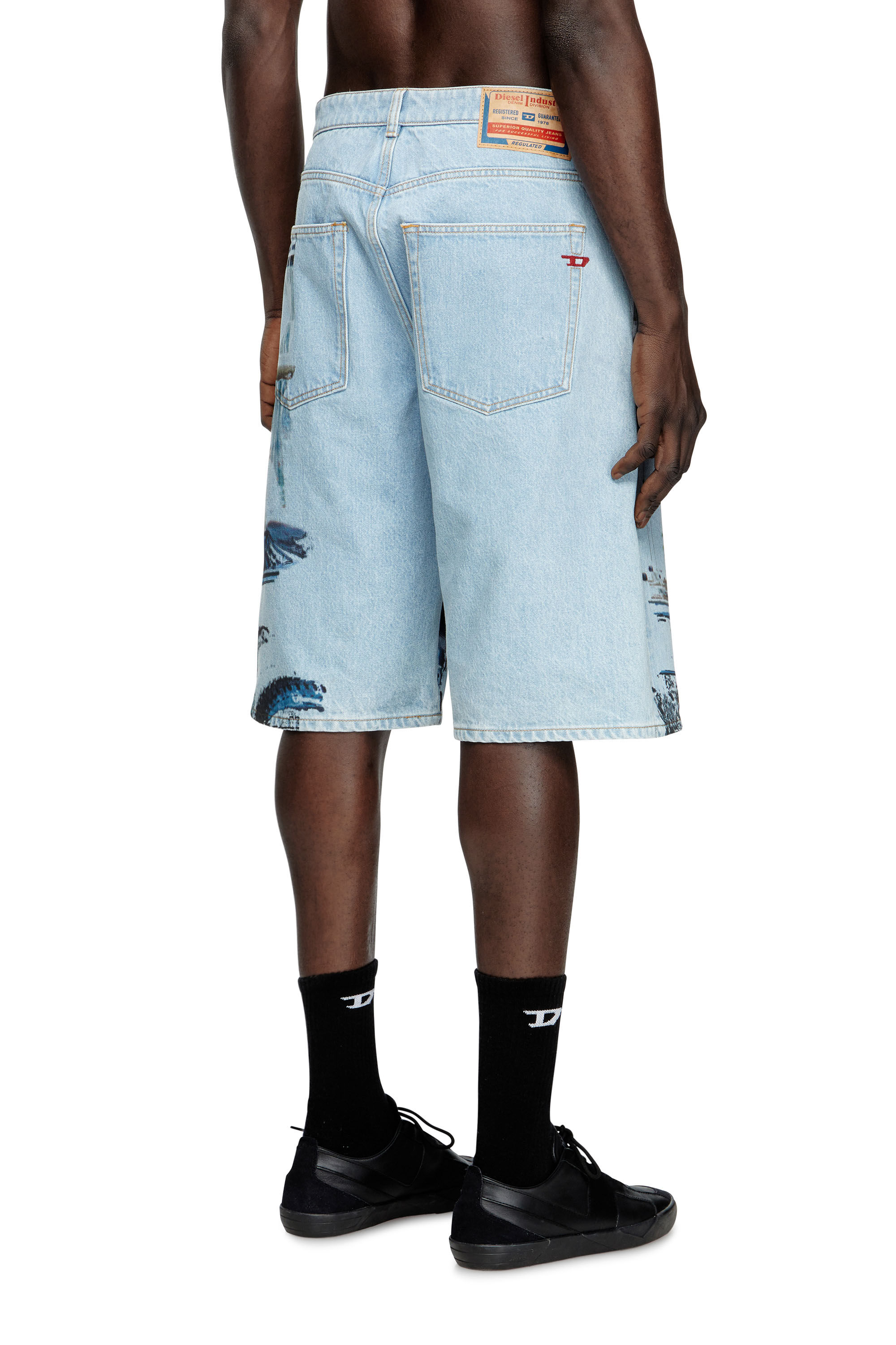 Diesel - PR-D-RIXFORD-S, Unisex's Denim shorts with faded print in Light Blue - 2