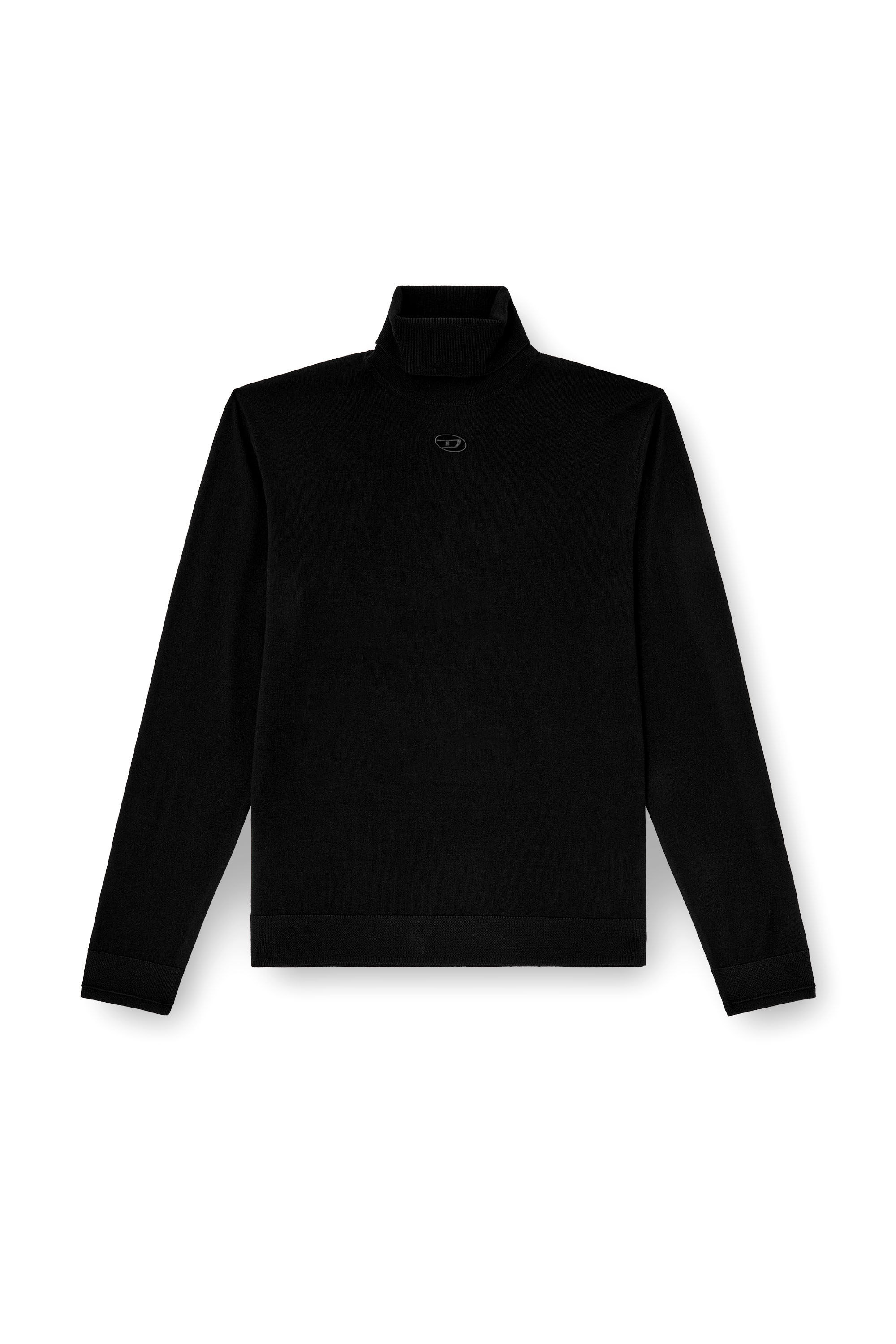 Diesel - K-VARTA, Man's Wool turtleneck jumper with cut-out logo in Black - 3