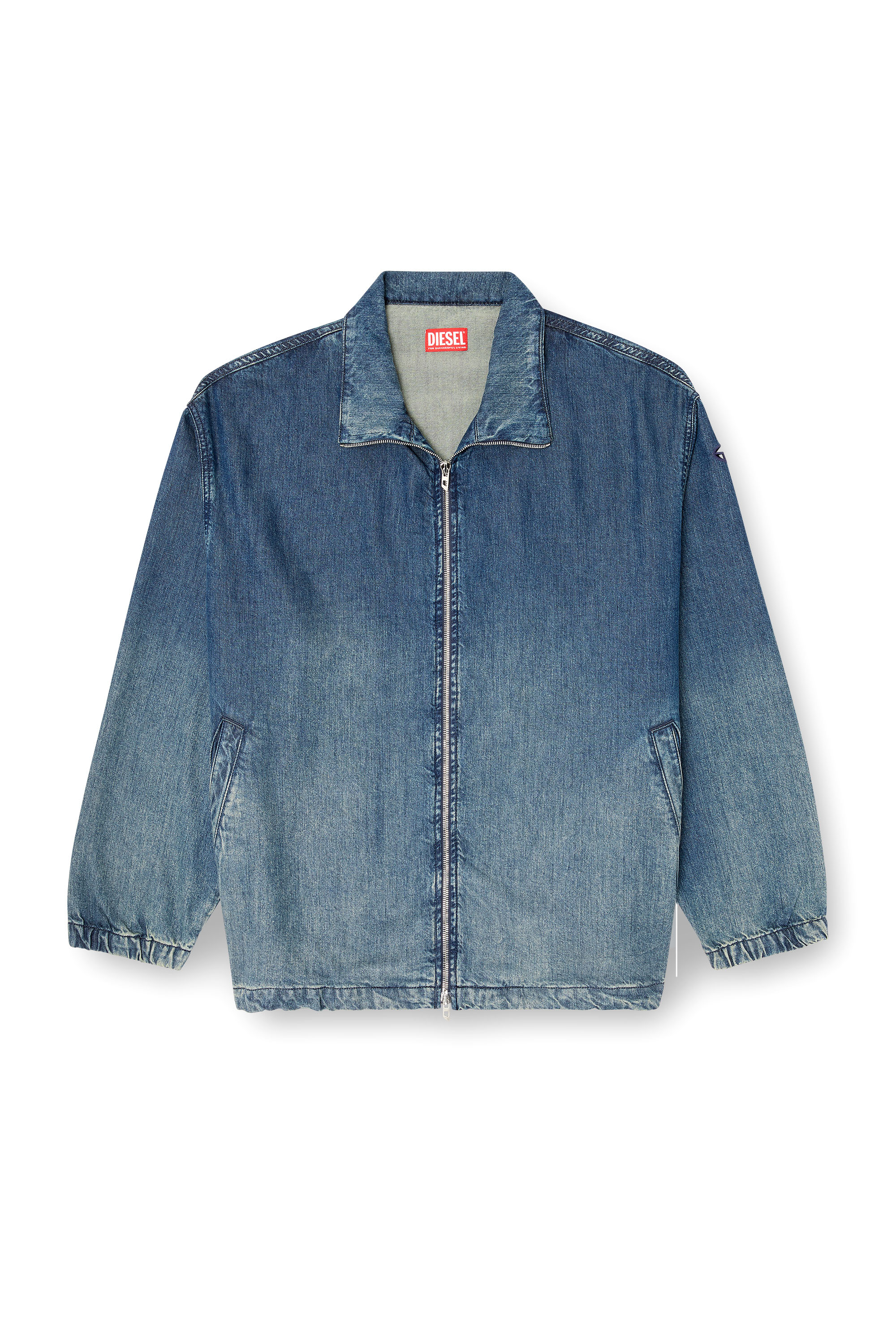 Diesel - D-KRAP-S6, Man's Zipped jacket in fluid denim in Medium blue - 3