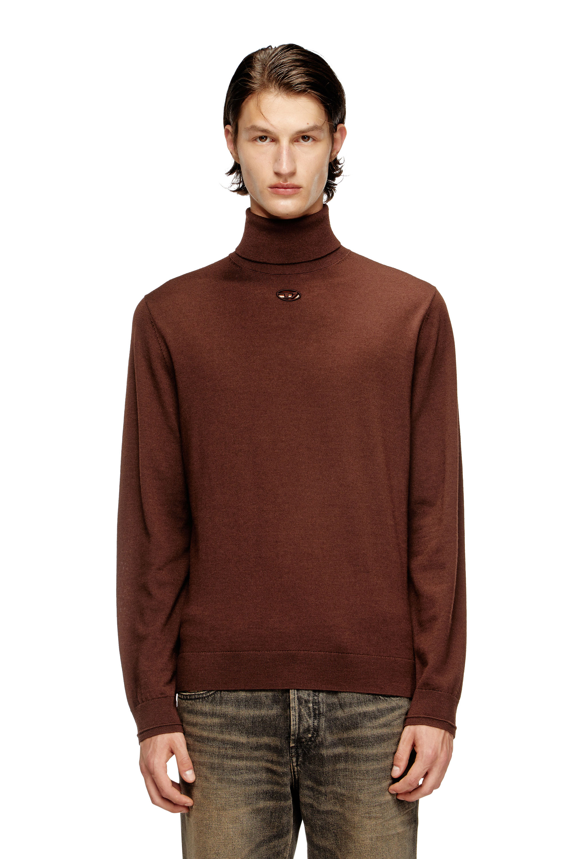 Diesel - K-VARTA, Man's Wool turtleneck jumper with cut-out logo in null - 1