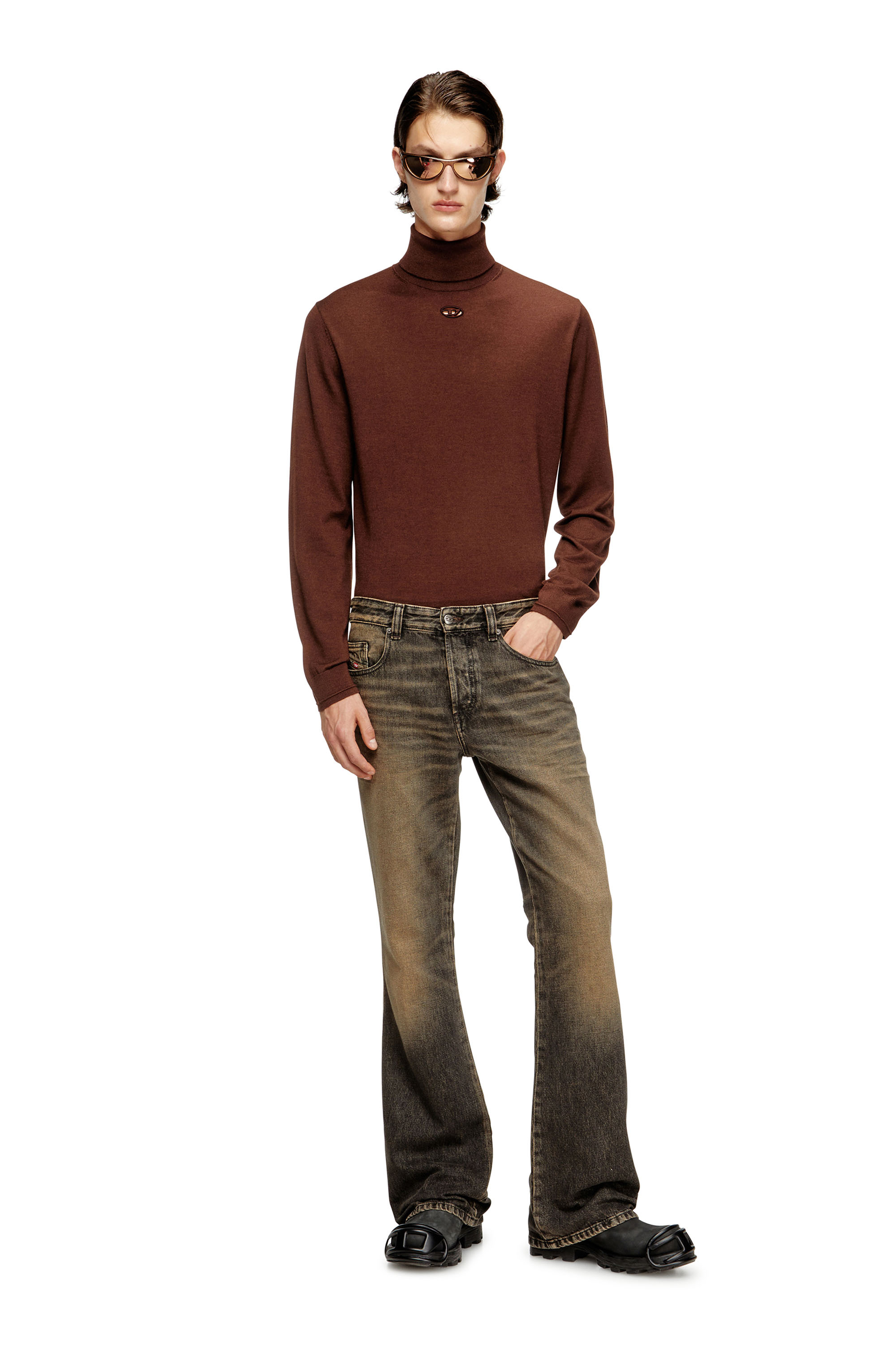Diesel - K-VARTA, Man's Wool turtleneck jumper with cut-out logo in null - 2