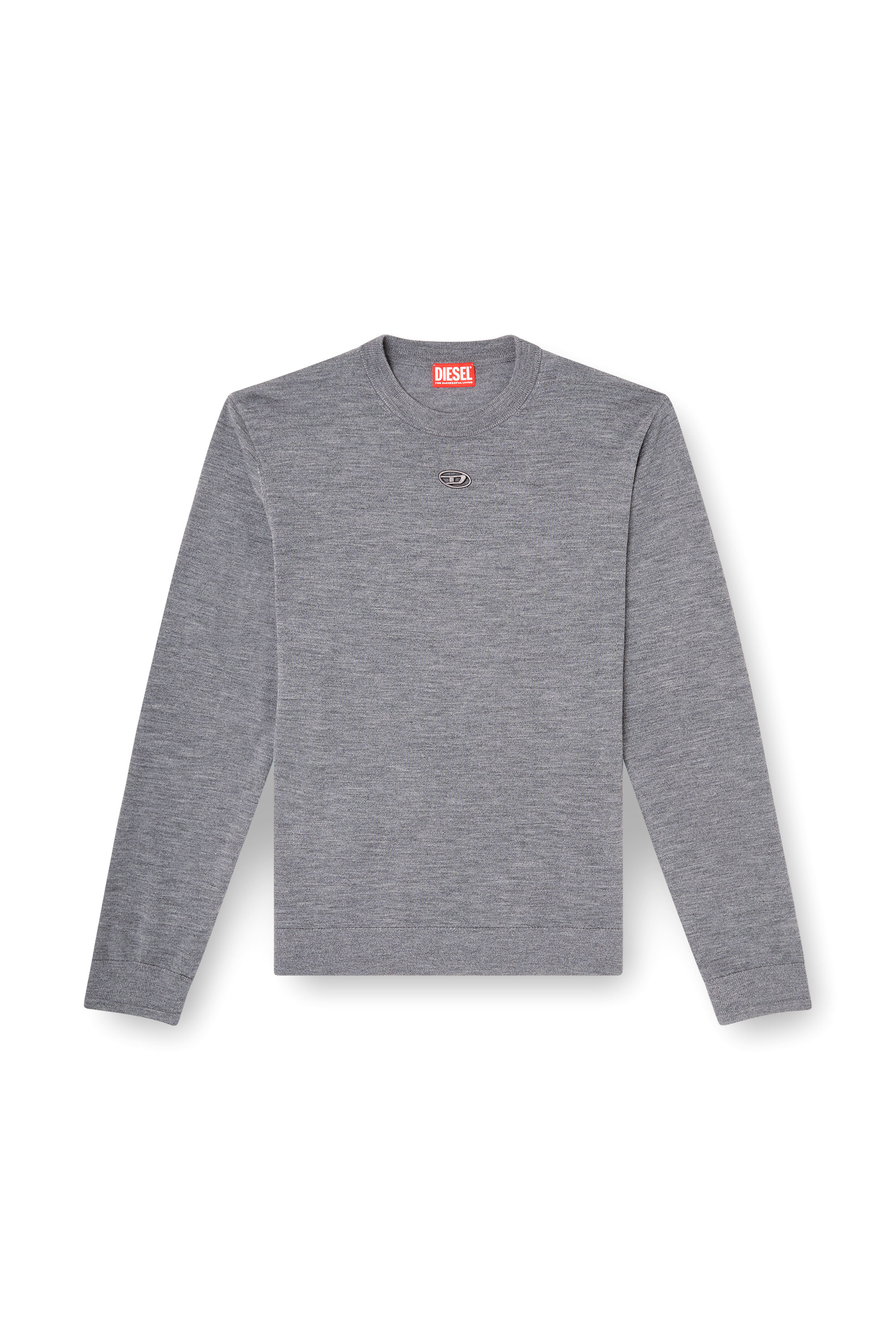 Diesel - K-VALIAM, Man's Wool jumper with cut-out logo in Grey - 3