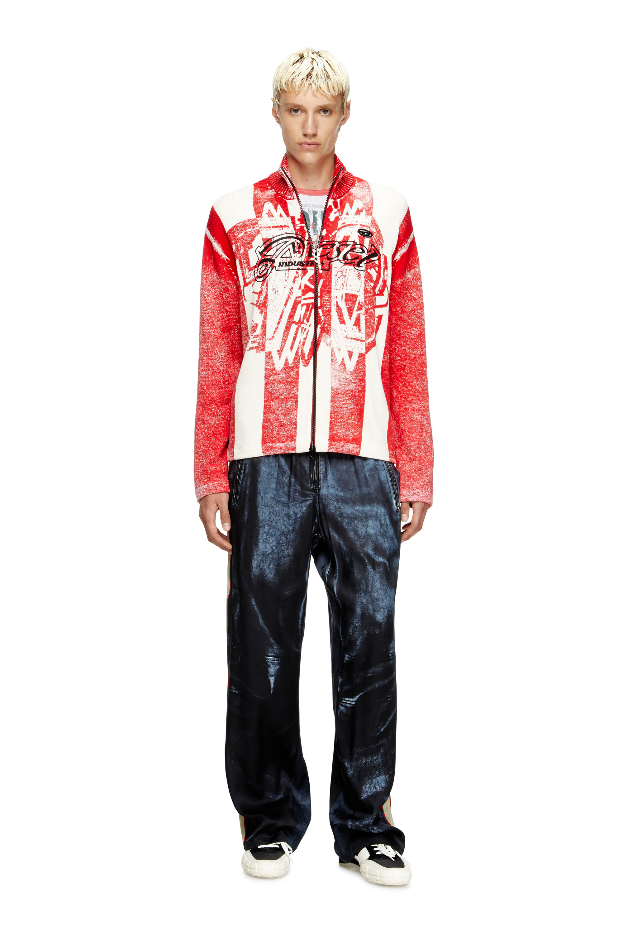 Diesel - K-OLIBA-JKT, Man's Inside-print striped zipped cardigan in null - 2