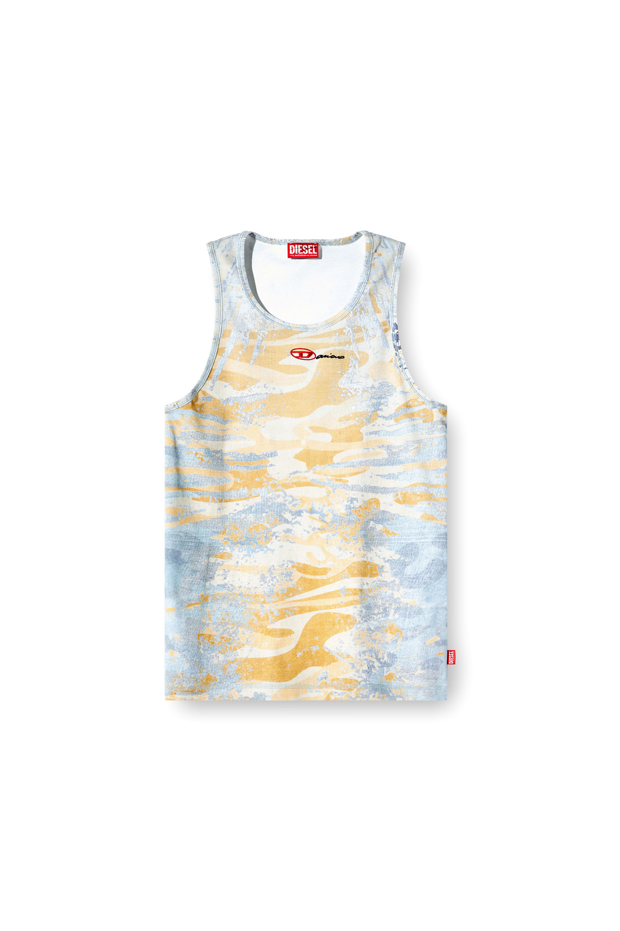 Diesel - T-LIFTY-DD, Unisex's Camo tank top in stretch cotton in Blue/Yellow - 4