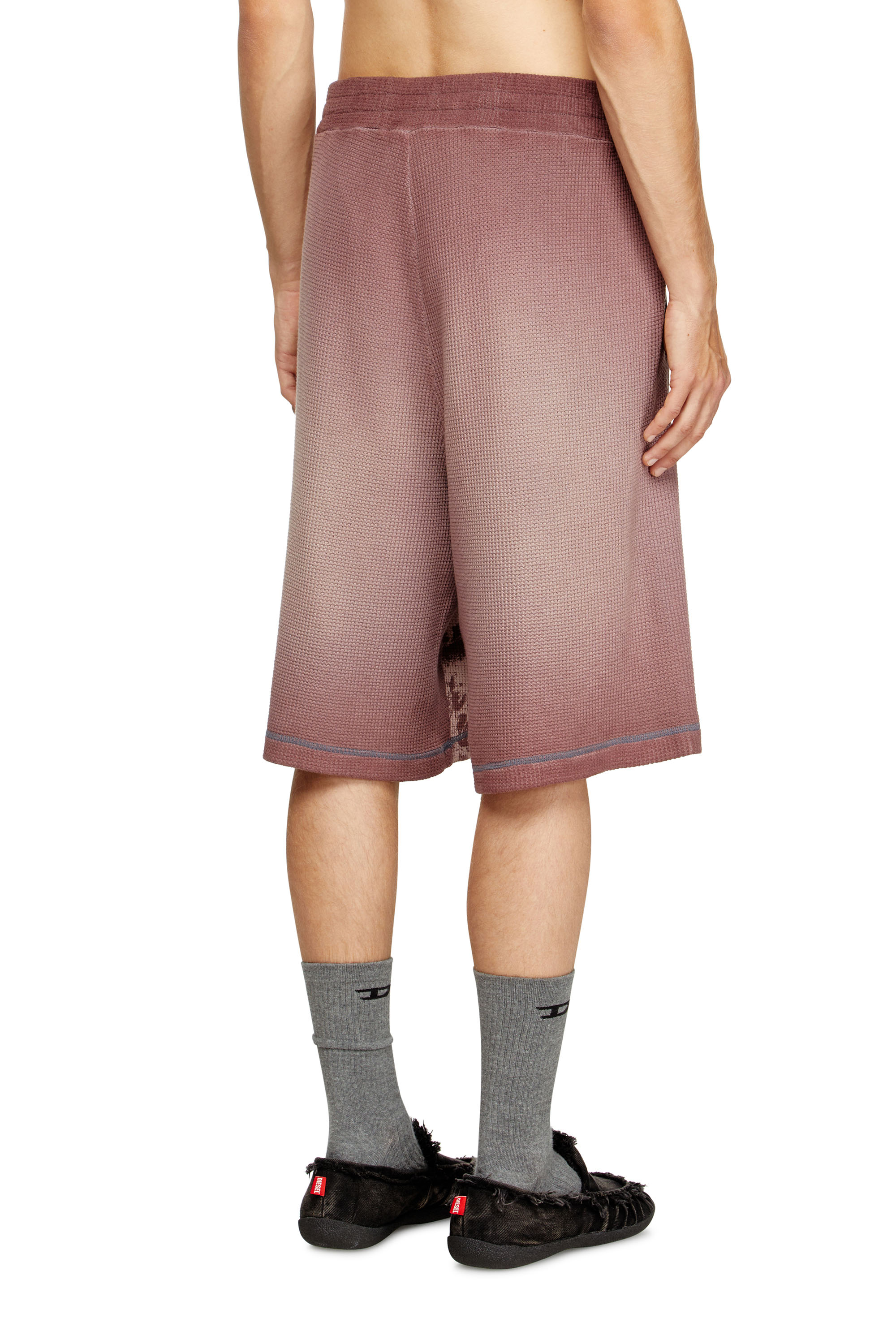 Diesel - P-WARKY-SHORT, Man's Waffle shorts with medieval print in Violet - 4