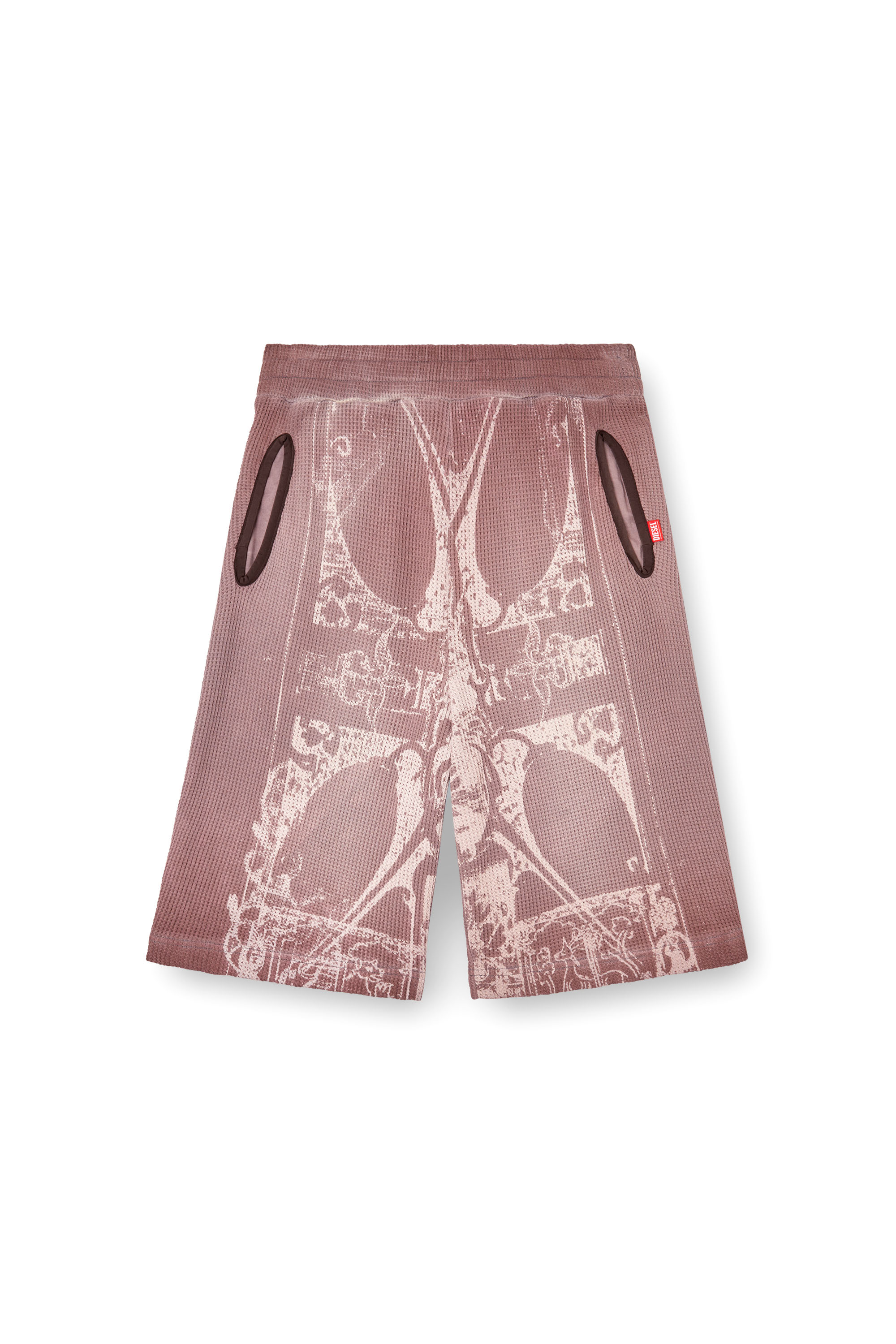 Diesel - P-WARKY-SHORT, Man's Waffle shorts with medieval print in Violet - 3