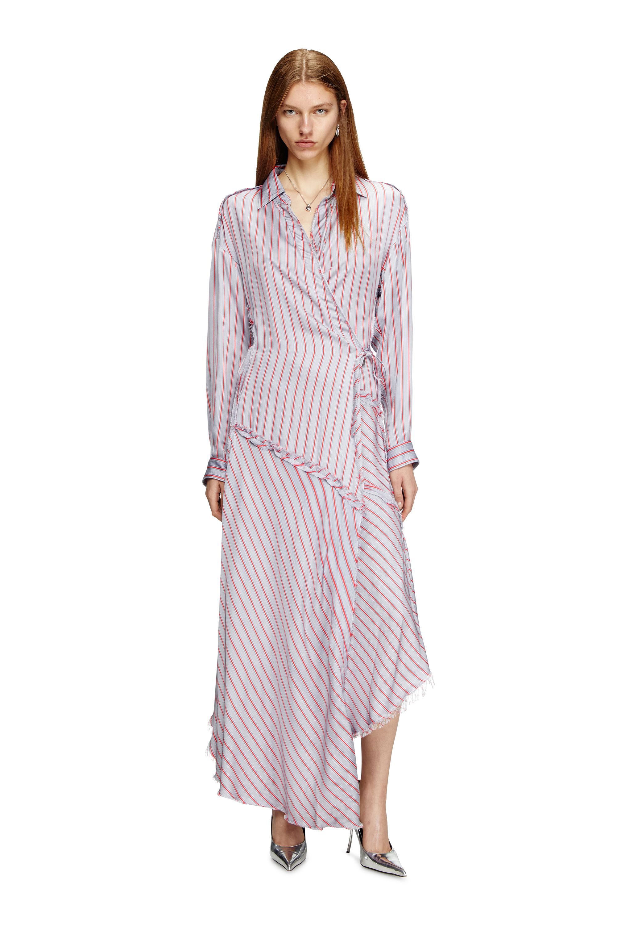Diesel - D-RAVEN, Woman's Asymmetrical wrap shirt dress in Pink/Violet - 2