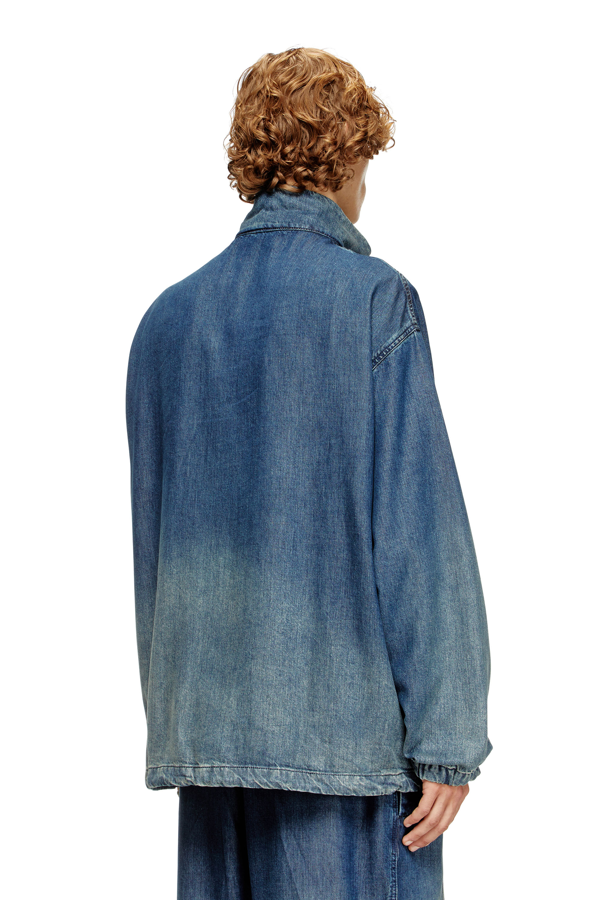 Diesel - D-KRAP-S6, Man's Zipped jacket in fluid denim in Medium blue - 4